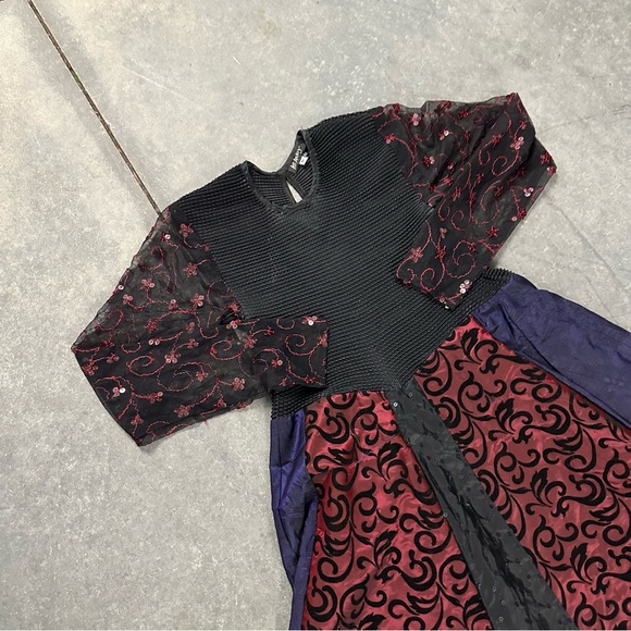 Vintage 90s Lee Andersen long sleeve mesh fairy grunge maxi dress M - Picture 3 of 5